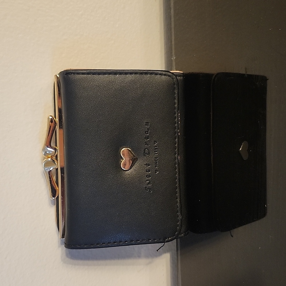 Black Wallet with Gold Heart Accent
